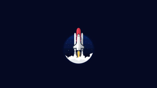 Minimalist Space Shuttle Launch Vector Art 4K Desktop Wallpaper