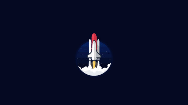 Minimalist Space Shuttle Launch Vector Art 4K Desktop Wallpaper