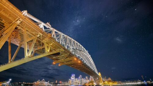 Stunning Sydney Harbour Bridge Night Sky Milky Way 4K Desktop Wallpaper