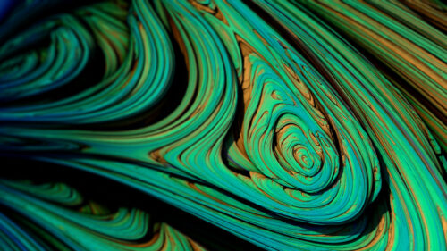 Abstract Teal and Gold Swirling Liquid Flow 4K Wallpaper