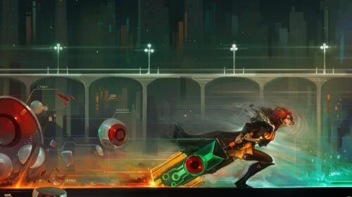 Redheaded Warrior Red and Green Transistor Art Desktop Wallpaper
