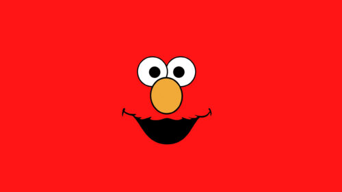Minimalist Elmo Face Vibrant Red Background Desktop Wallpaper