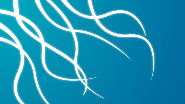 Abstract Glowing White Fluid Waves on Blue Gradient 4K Wallpaper