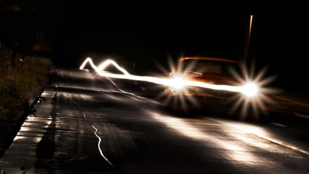 Vintage Muscle Car Long Exposure Night Drive PC Wallpaper