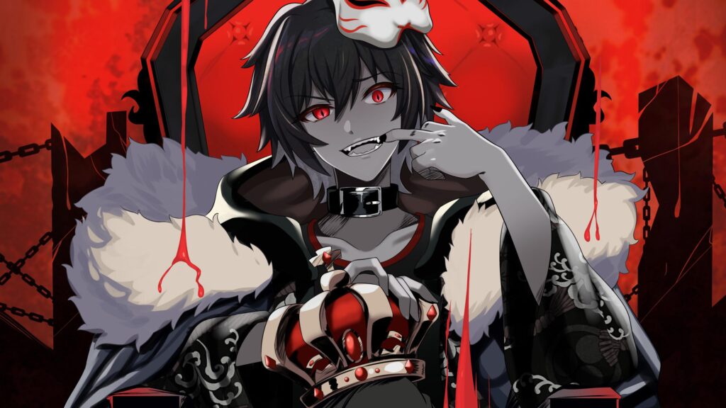 Dark Anime King with Fox Mask and Red Eyes 4K Desktop Wallpaper