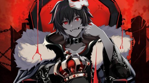 Dark Anime King with Fox Mask and Red Eyes 4K Desktop Wallpaper