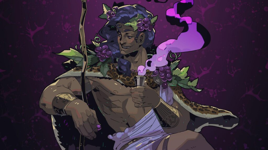 Dionysus from Hades Game Stylish Purple Aesthetic 4K Desktop Wallpaper