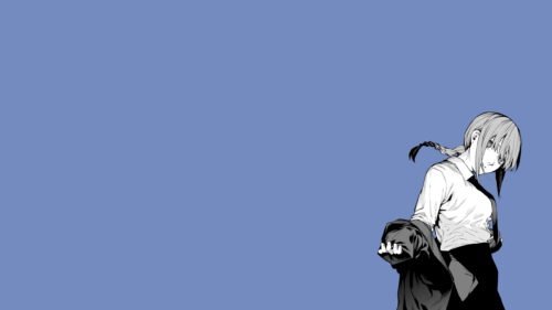 Makima Chainsaw Man Minimalist Blue Background 4K Desktop Wallpaper