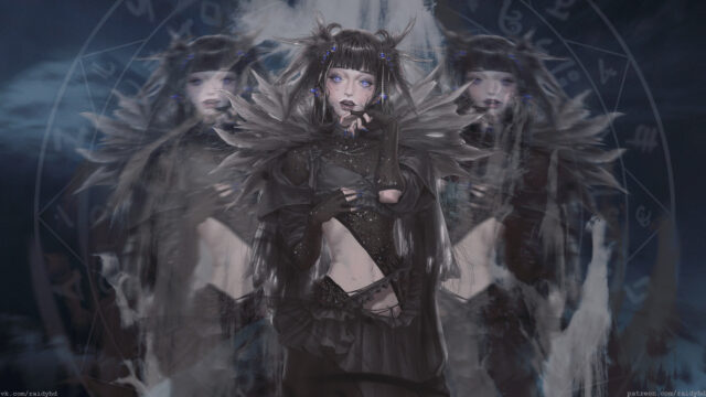 Mystical Gothic Anime Girl with Magical Aura 4K Desktop Wallpaper