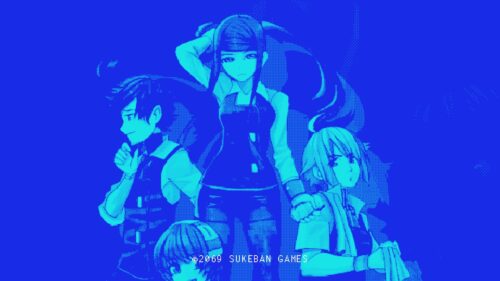 VA-11 Hall-A Cyberpunk Bartender Action Team Monochrome Blue Desktop Wallpaper