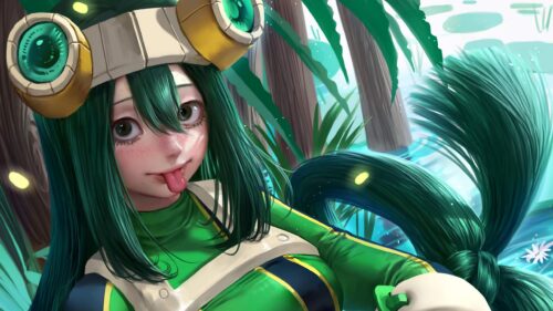 Tsuyu Asui My Hero Academia Anime Character Jungle Scene Desktop Wallpaper