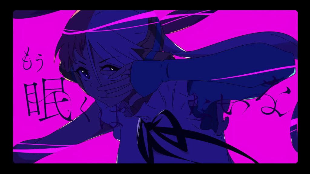 Anime Girl Dark Silhouette Neon Pink Background 4K Desktop Wallpaper