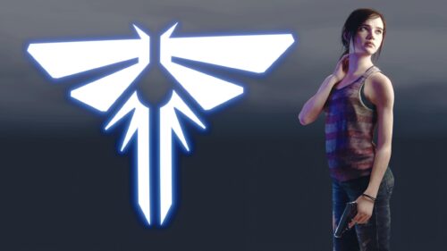 Ellie from The Last of Us with Glowing Firefly Logo 4K Desktop Wallpaper