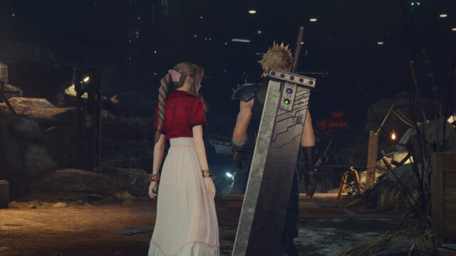 Cloud Strife and Aerith Gainsborough in Midgar Night 4K PC Wallpaper