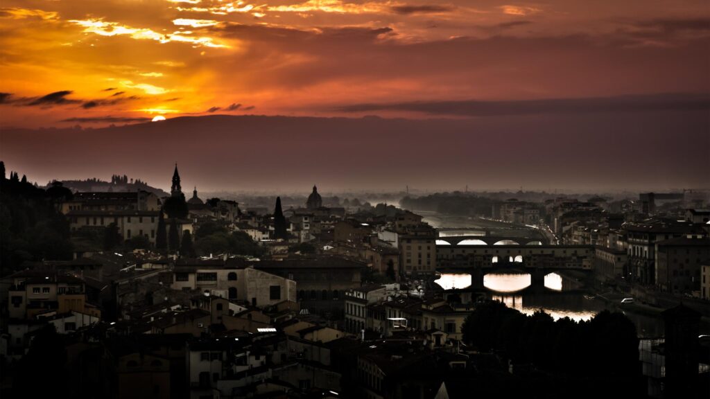 Stunning Sunset Over Florence Italy Cityscape PC Wallpaper