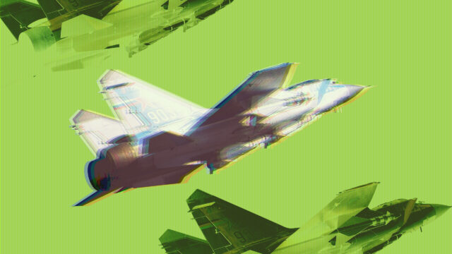 Abstract Glitch Art Fighter Jets Flying in Lime Green Background 4K Wallpaper