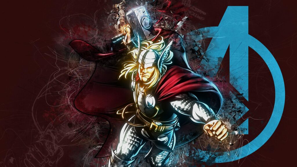 Epic Thor Marvel Comics Art with Avengers Logo 4K PC Desktop Wallpaper