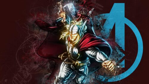 Epic Thor Marvel Comics Art with Avengers Logo 4K PC Desktop Wallpaper
