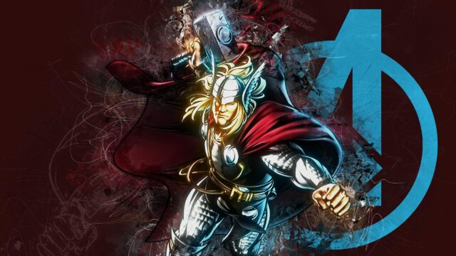 Epic Thor Marvel Comics Art with Avengers Logo 4K PC Desktop Wallpaper