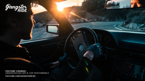Aesthetic Sunset Drive in a Classic Mercedes Benz Cockpit 4K Wallpaper