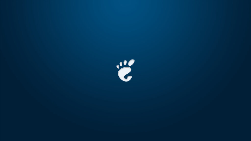 Minimalist GNOME Logo on Deep Blue Gradient Background 4K Wallpaper