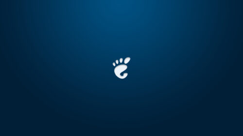 Minimalist GNOME Logo on Deep Blue Gradient Background 4K Wallpaper