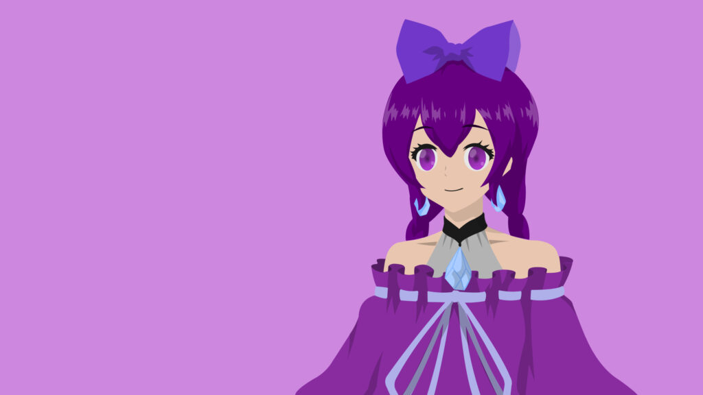 Anime Girl with Purple Hair and Crystal Jewelry Desktop Wallpaper