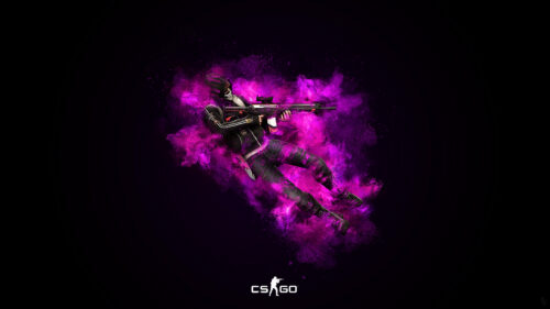 Counter-Strike Global Offensive Skull Trooper Character in Purple Smoke 4K Wallpaper