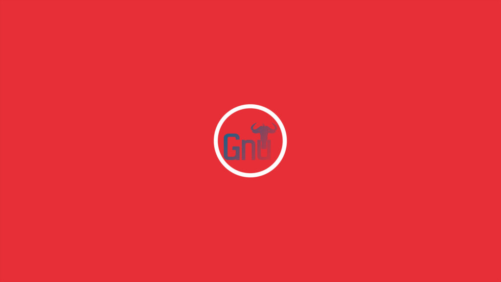 Minimalist GNU Operating System Logo Red Background 4K Wallpaper