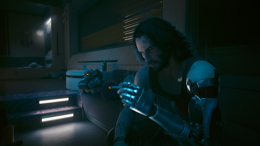 Johnny Silverhand Cyberpunk 2077 Night Atmosphere 4K Wallpaper
