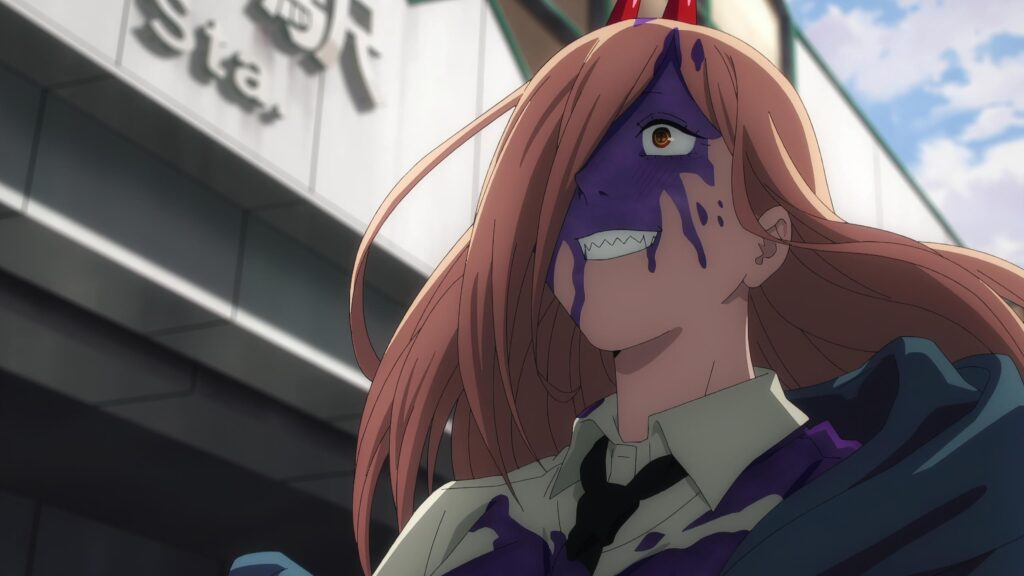 Power Chainsaw Man Character Intense Expression 4K Desktop Wallpaper