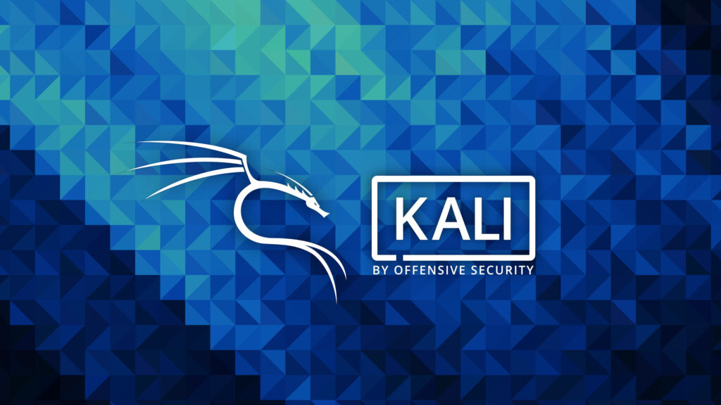 Kali Linux Dragon Logo Abstract Blue Geometric 4K Desktop Wallpaper