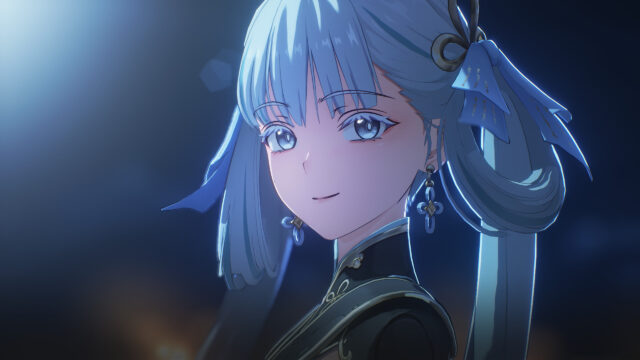 Stunning Anime Girl with Light Blue Hair and Elegant Earrings 4K Desktop Wallpaper