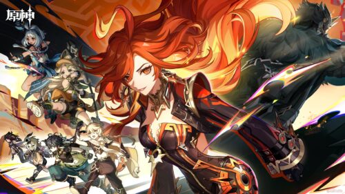 Genshin Impact Natlan Heroes featuring Mavuika and Travelers PC Wallpaper