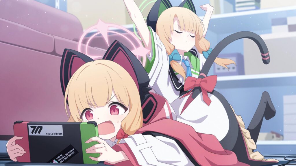 Momoi and Midori Saiba from Blue Archive Gaming Desktop Wallpaper
