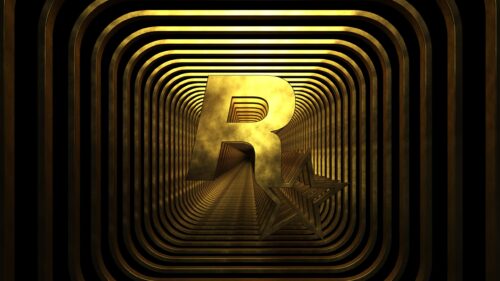 Golden Rockstar Games Logo Infinity Tunnel 4K PC Wallpaper