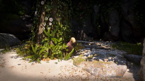 Lonely Skeleton Resting Under a Tropical Tree 4K Wallpaper
