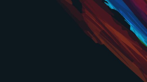 Abstract Dark Minimalist Art with Vibrant Red and Blue Brush Strokes 4K Wallpaper