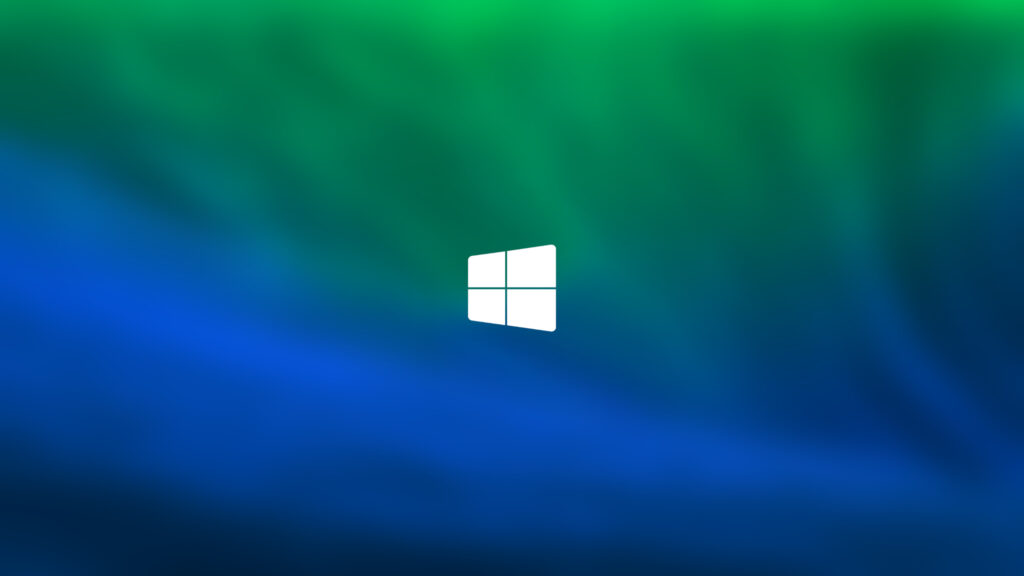Minimalist Windows Logo on Abstract Blue and Green Gradient Desktop Wallpaper