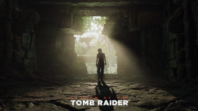 Lara Croft Emerging from Ancient Jungle Ruins Shadow of the Tomb Raider 4K Wallpaper