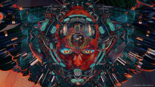 Futuristic Cybernetic Android Portrait with Glowing Neural Network 4K Wallpaper