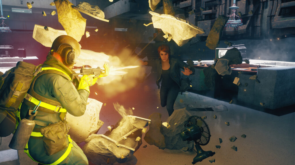 Jesse Faden Facing Hiss Soldier in Control Action Scene 4K Wallpaper
