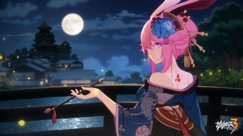 Yae Sakura Honkai Impact 3rd Night Bridge Anime Scene 4K Wallpaper