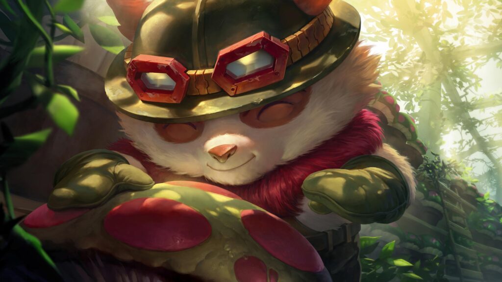 Teemo League of Legends Resting by Mushroom Desktop Wallpaper