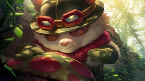Teemo League of Legends Resting by Mushroom Desktop Wallpaper