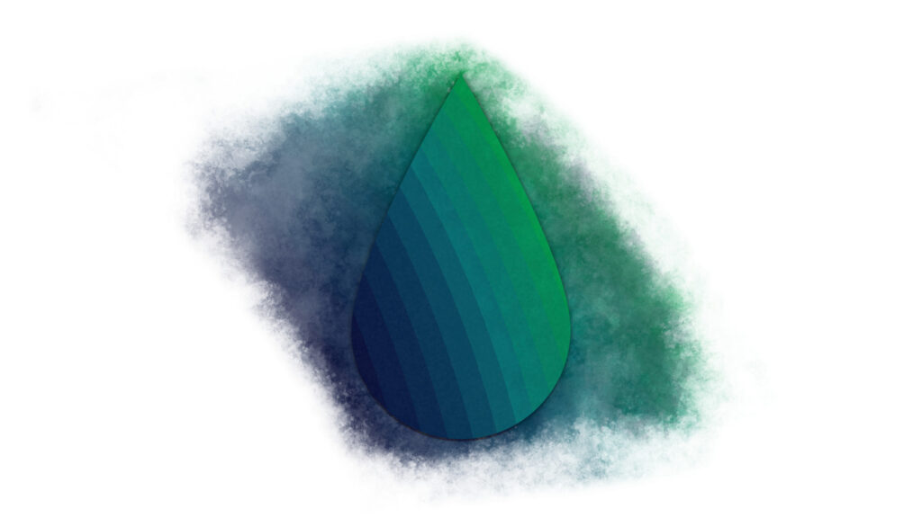 Abstract Gradient Teardrop Shape with Artistic Watercolor Effect PC Wallpaper