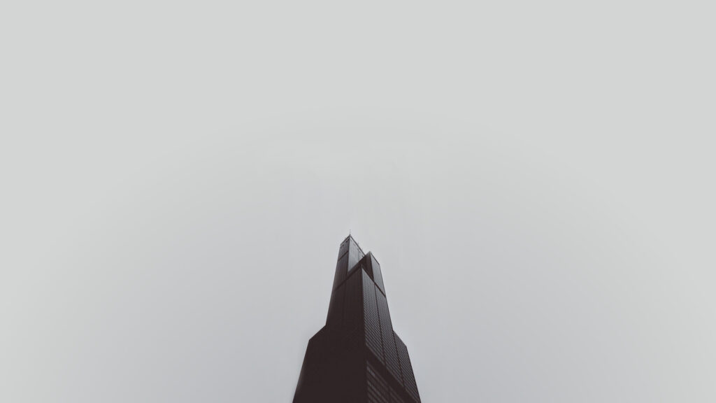 Minimalist Willis Tower Chicago Skyscraper Silhouette 4K Desktop Wallpaper