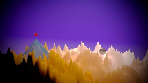Surreal Abstract 3D Mountain Landscape with Floating Elements 4K Wallpaper