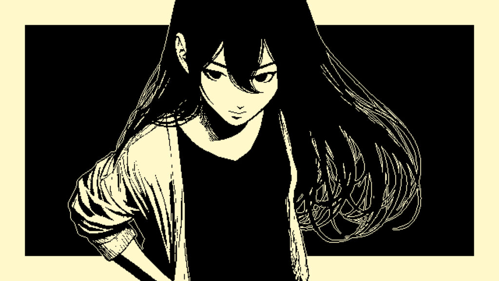 Stunning Anime Girl with Flowing Hair Dark Aesthetic Desktop Wallpaper