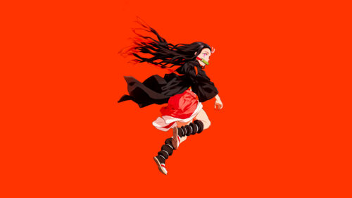 Nezuko Kamado Dynamic Action Pose Anime 4K Desktop Wallpaper